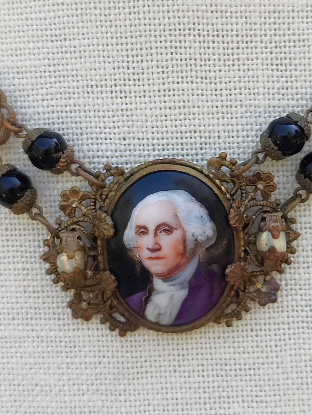 Antique Czechoslovakian George Washington Necklace - Picture 2 of 8